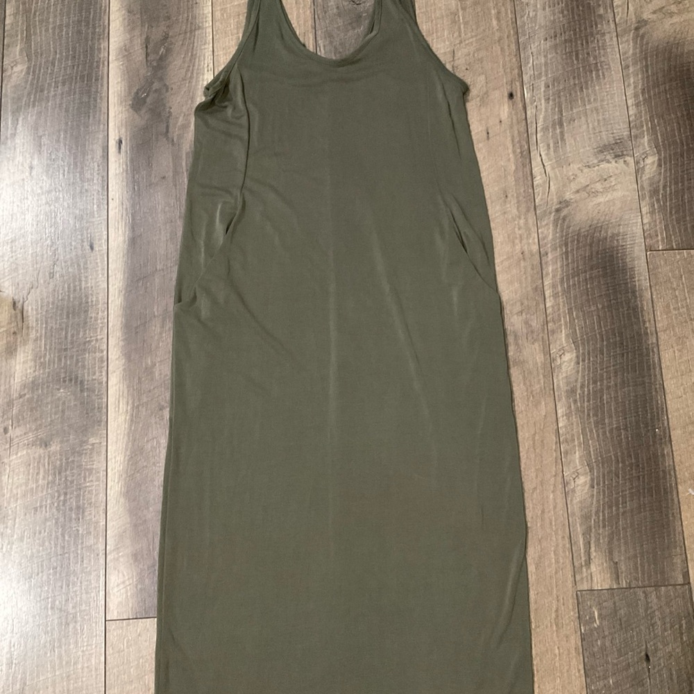 Anthropologie Olive Green Midi Tank Dress